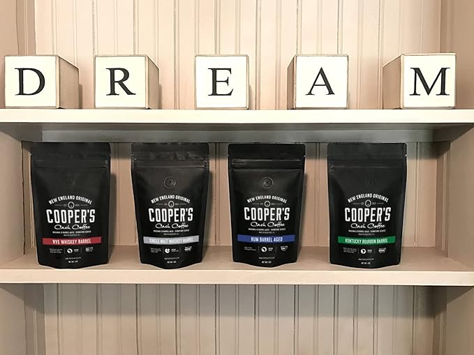 Espresso Coffee Box Set (Brazilian Kenya Ethiopian Profile For Espresso) 3 Bags Ground Coffee 24oz and Bourbon &amp Whiskey Barrel Aged Coffee - Ground - 4 Bag Coffee Set 16oz