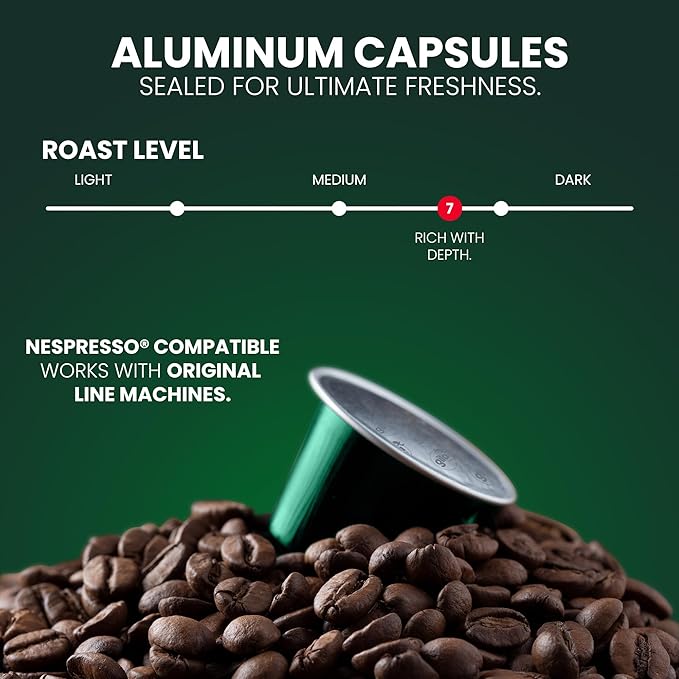 GILA Café Decaf Aluminum Coffee Capsules – Dark Roast Espresso Pods Compatible with Nespresso Original Machines – 100% Arabica Naturally Water-Processed 60 Count