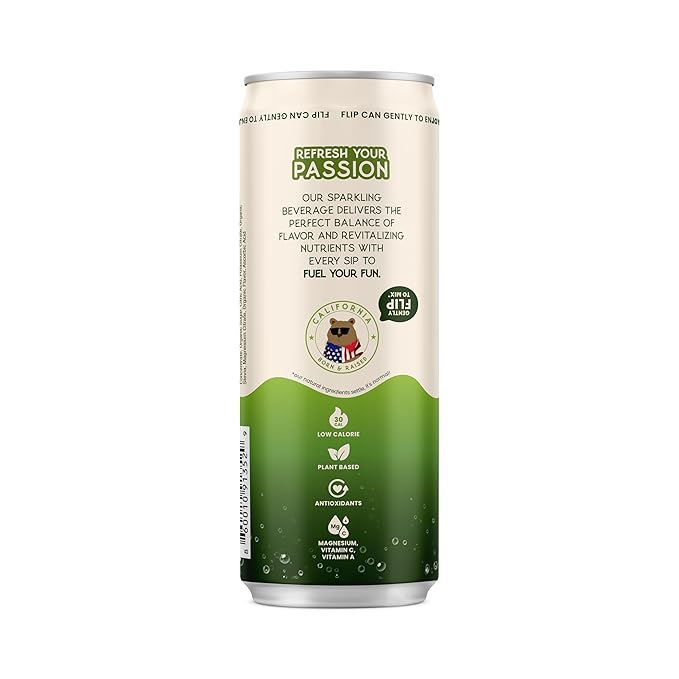 Passion Joy Organic Soda – Passion Fruit &amp Lime 12 oz Slim Cans (Pack of 12)
