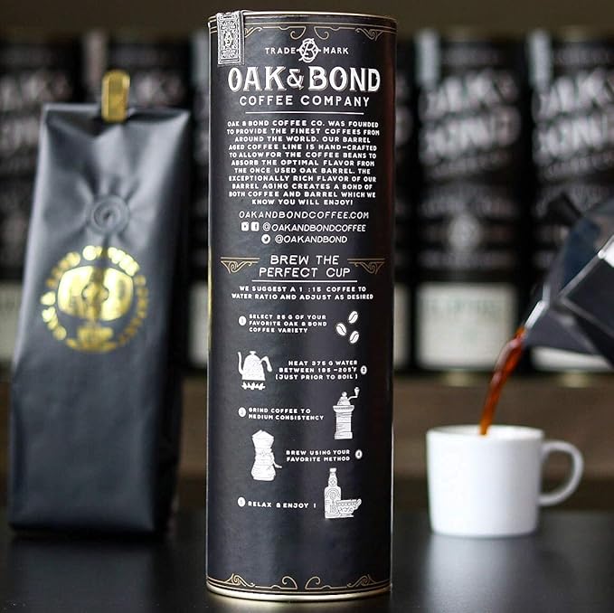 Oak &amp Bond Coffee Co. - Aged Cabernet Sauvignon Coffee Guatemala Huehuetenango Whole Bean Medium Roast Dark Chocolate Plum &amp Candied Pecan Flavors - 10oz