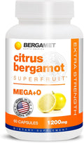 BergaMet Citrus Bergamot Supplement 170:1 Extract 1200mg 80% Polyphenols Italian Citrus Bergamot Supplement 60 Capsules 1 Month Made in the USA