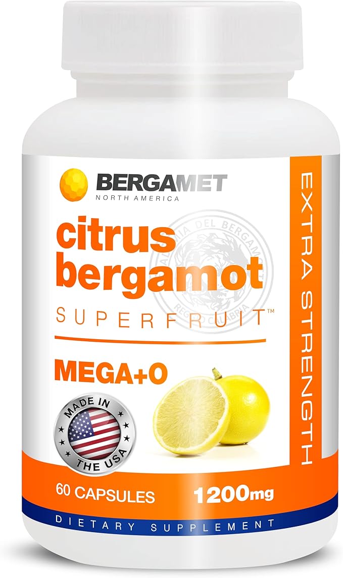BergaMet Citrus Bergamot Supplement 170:1 Extract 1200mg 80% Polyphenols Italian Citrus Bergamot Supplement 60 Capsules 1 Month Made in the USA