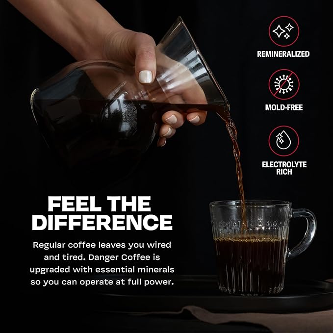 Danger Coffee by Dave Asprey Remineralized Mold Free &amp Lab Tested Ground Healthy Coffee Medium Roast 10.9 Ounce