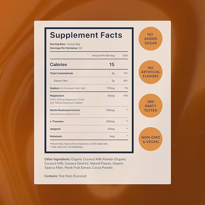 Beam Dream Sleep Powder – Sleep Aid for Adults with Melatonin Magnesium L-Theanine Reishi Mushroom &amp Apigenin Sleep Supplement Sleepy Cocoa Bedtime Drink Mix Sea Salt Caramel Flavor 30 Servi