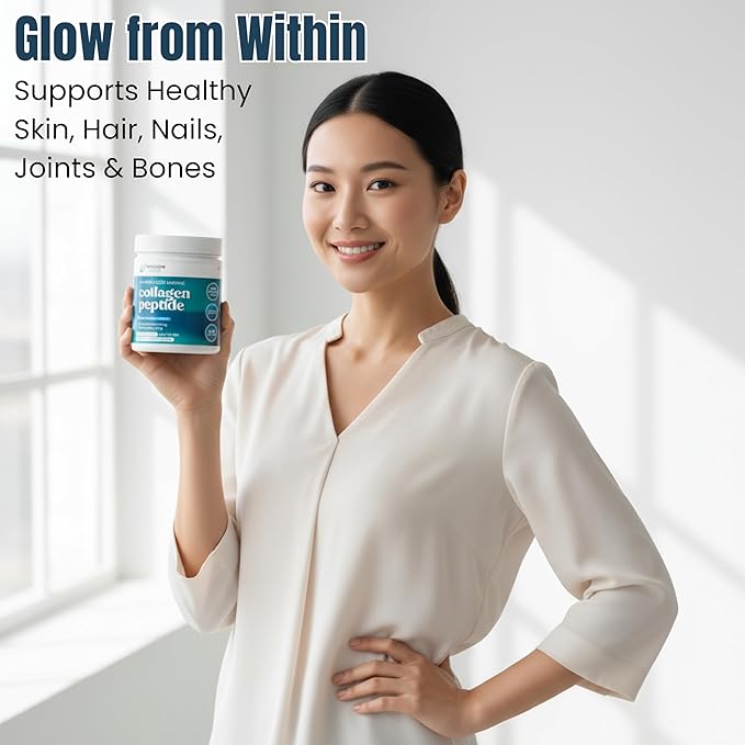 Hydrolyzed Marine Collagen Peptides Powder – Collagen Peptide Formula for Skin Hair &amp Nails – Non-GMO Third-Party Lab Tested Dietary Supplement – 10 g (1 Scoops) per Serving