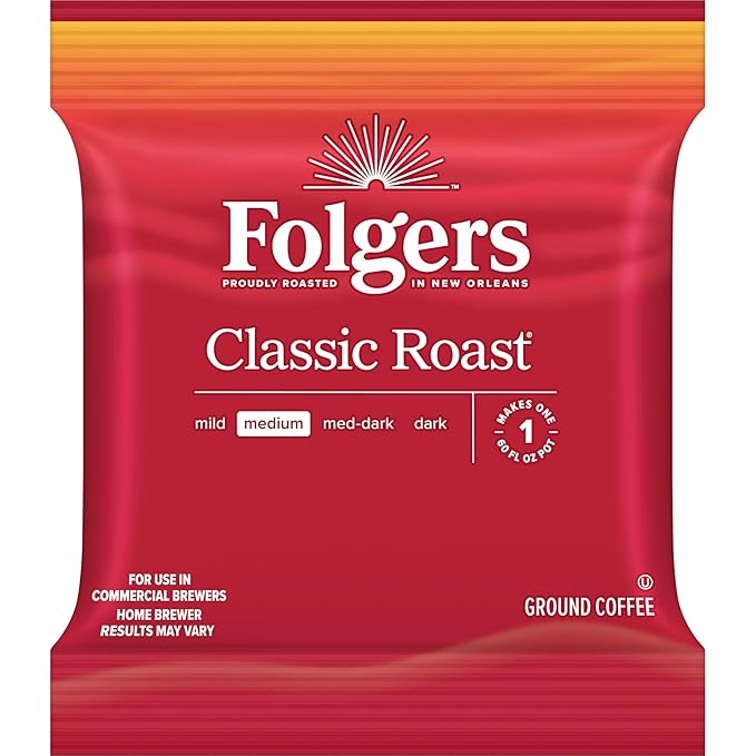 Folgers Classic Roast Medium Roast Ground Coffee 42-1.5 Ounce Fraction Packets frac Packs