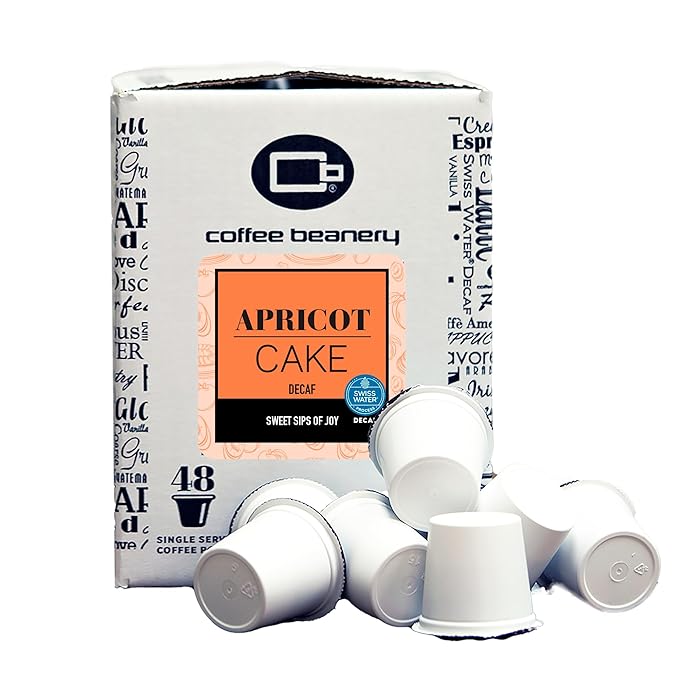 Apricot Cake Decaf Coffee Pods by Coffee Beanery | 192ct Bulk Flavored Decaf Coffee Pods Medium Roast Coffee