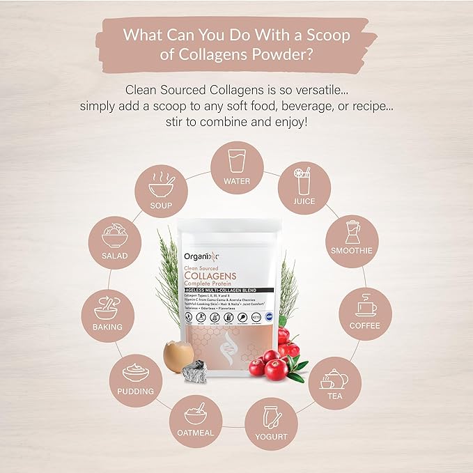 Organixx Enzyme 17 (120 Caps) &amp Clean Sourced Collagens (30 Serv) Bundle Digestive Enzymes with Tri-Phase Protease plus Hydrolyzed Collagen Protein Supports Digestion Immunity &amp Joints Glu