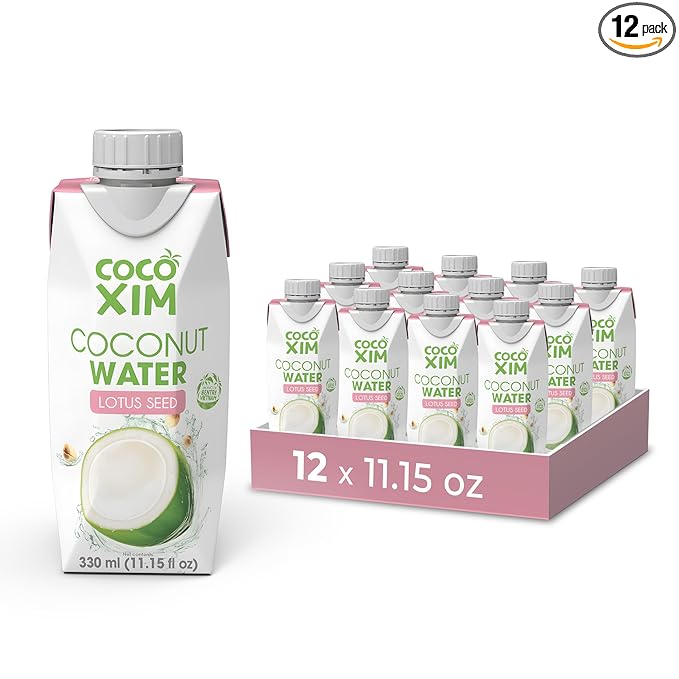 COCOXIM Ready to Drink Coconut Water with Lotus Seed Extract – 11 oz (Pack of 12)|100% Natural &amp Fresh with Electrolytes &amp Nutrients|Halal &amp Kosher Certified|Alternative to SodaSoft and S