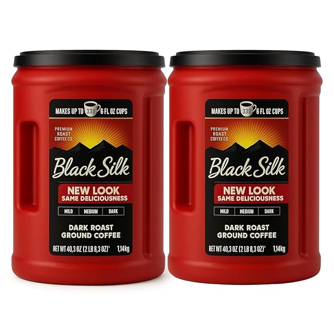 Black Silk Dark Roast Ground Coffee Extra Strong Smooth (pack of 2) 40.3