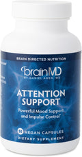BRAINMD Dr Amen Attention Support - 90 Capsules - Promotes Mental Focus &amp Impulse Control - Gluten Free - 30 Servings