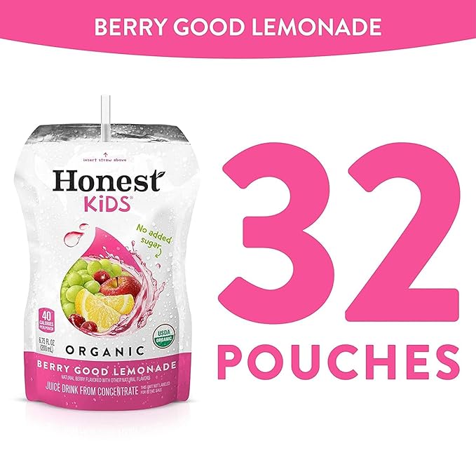 Honest Kids Berry Berry Good Lemonade Juice Drink 6.75 Fluid Ounce - 8 per pack - 4 packs per case.4