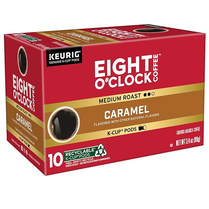 Eight O'Clock Coffee Caramel Keurig Single-Serve K-Cup Pods Flavored Coffee 60 Count (6 Packs of 10)