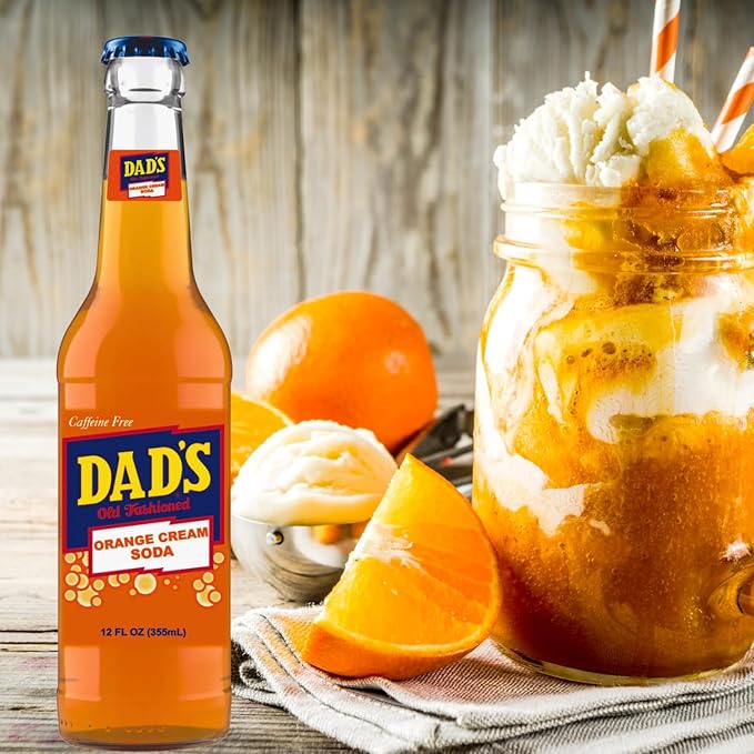 Dad's Old Fashioned Soda – 12 Glass Bottles (12 oz Each) – Premium Retro Soft Drink – Classic Root Beer Flavor – Vintage-Style Craft Soda for Nostalgic Refreshment &amp Gifting (12 Pack Orange Cream