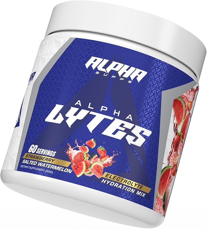 Alpha Lytes - Electrolyte Powder Daily Hydration Drink Mix - Sugar-Free Zero Calorie Instant Formula with Trace Minerals and Antioxidants (60 Servings Salted Watermelon Strawberry)