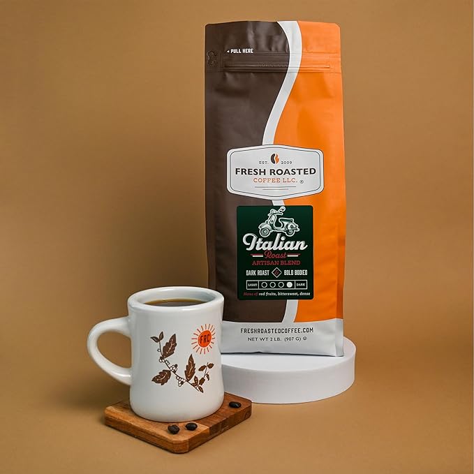 Fresh Roasted Coffee Italian Roast 2 lb (32 oz) Dark Kosher Whole Bean