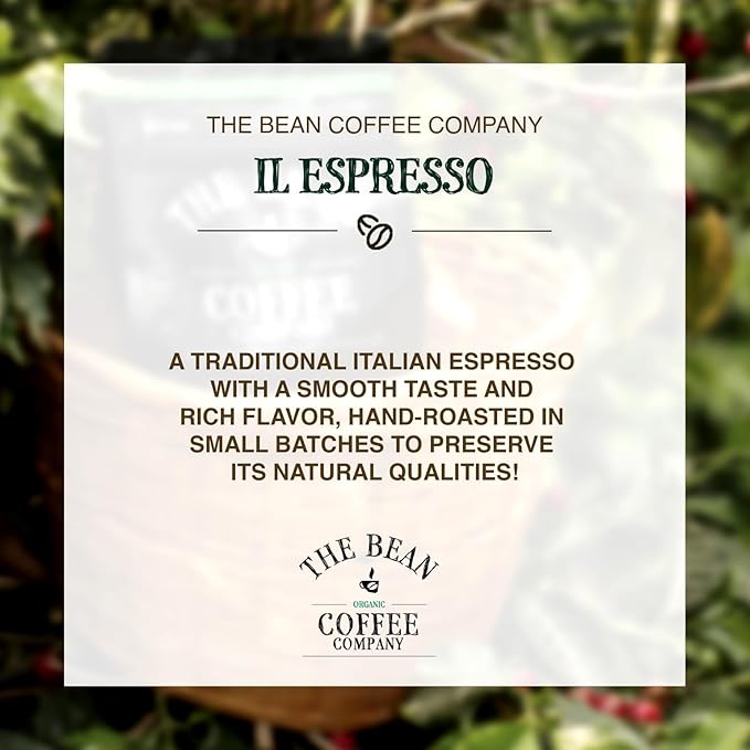 The Bean Organic Coffee Company Il Espresso Classic Dark Roast Ground Coffee 16-Ounce Bags (Pack of 2) Café molido tostado orgánico