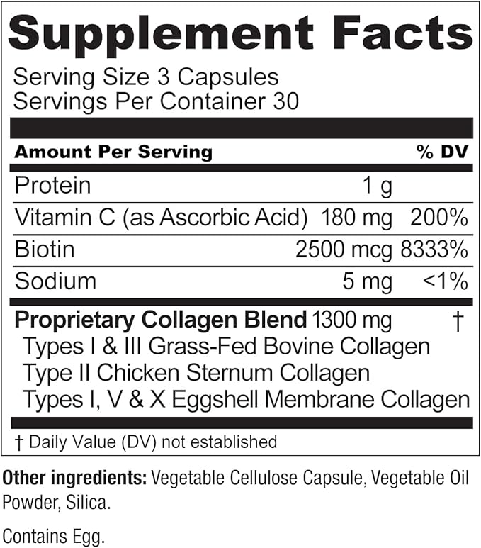 Live Conscious Beyond Collagen Multi Collagen Capsules - Types I II III V &amp X - Hydrolyzed Blend with Biotin &amp Vitamin C for Hair Skin Nails 90 Capsules