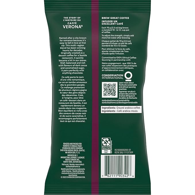 Starbucks® Caffe Verona Ground Coffee 2.5 Oz. Box Of 18