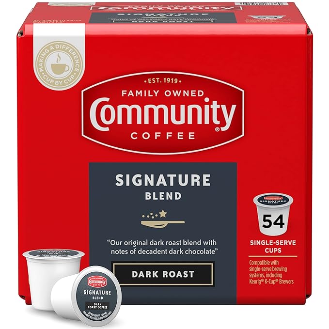Community Coffee Signature Blend 54 Count Coffee Pods Dark Roast Compatible with Keurig 2.0 K-Cup Brewers Box of 54 Pods