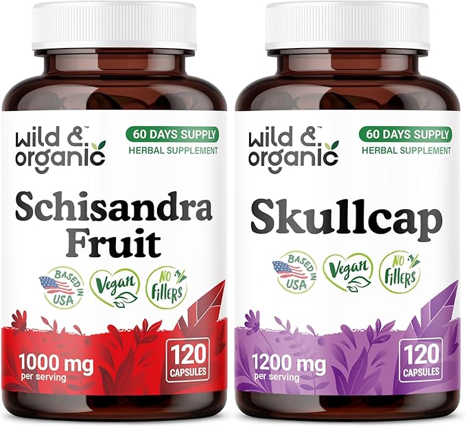 Wild &amp Organic Schisandra 120 Capsules &amp Skullcap 120 Capsules