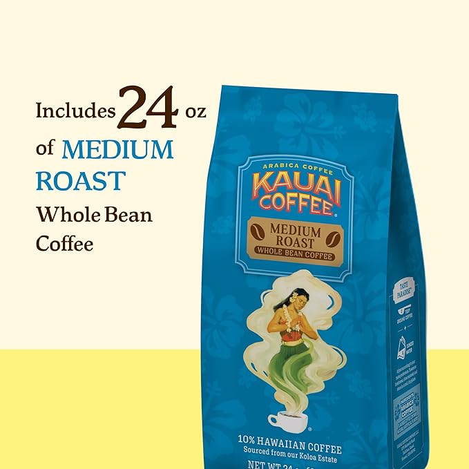 Kauai Coffee Koloa Estate Medium Roast - Whole Bean Coffee 24 oz. Package