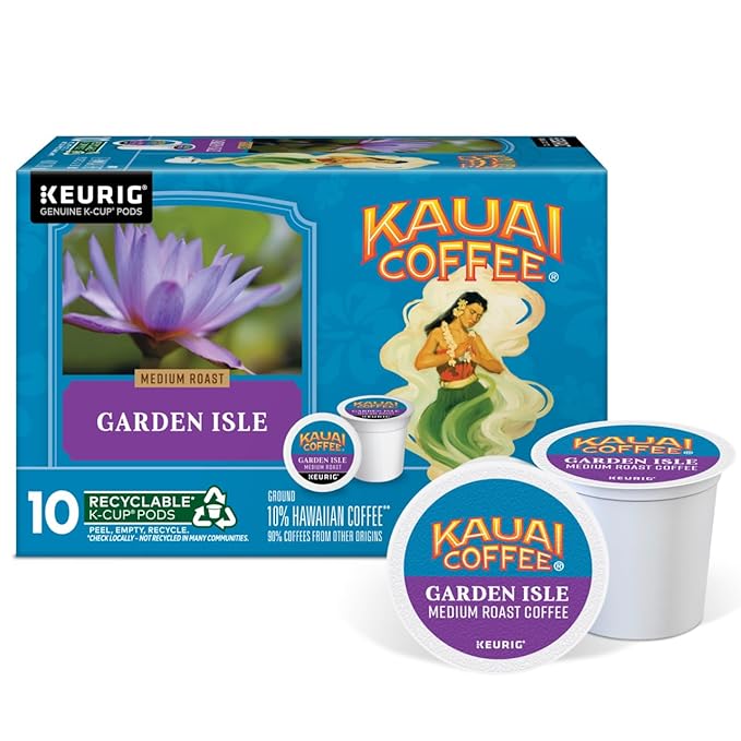 Kauai Coffee Garden Isle Medium Roast - Compatible with Keurig K-Cup Brewers 10 CT (Pack of 2)