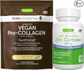 Vegan Vanilla Collagen Protein Powder + Zinc Complex Vegan Bundle for Skin Hair &amp Nails. Complete Collagen Boosting Formula + 25mg Chelated Zinc by Igennus