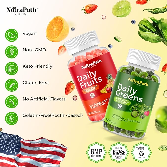 Superfood Fruits and Veggies Gummies (120 Chews) 12+ Superfruits &amp 30 Veggies Fruit &amp Herbs Fruit and Vegetable Vitamins Non-GMO Pectin-Based Gluten-Free