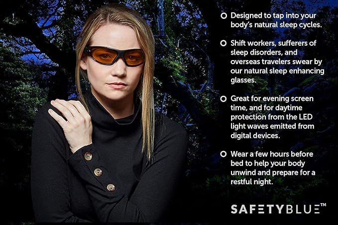 Sleep Savior Deluxe Lens Night Glasses - Blue &amp Green Light Blocking Glasses for Better Sleep