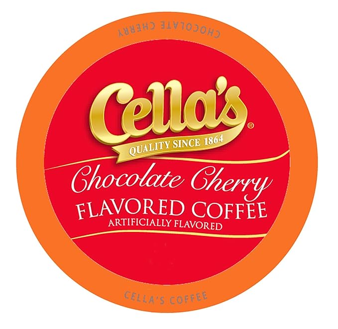 Cella's Chocolate Cherry Coffee Pods Compatible with Keurig K Cup Brewers Medium Roast Flavored Coffee Smooth Single Serve Pods for Home and Office 40 Count