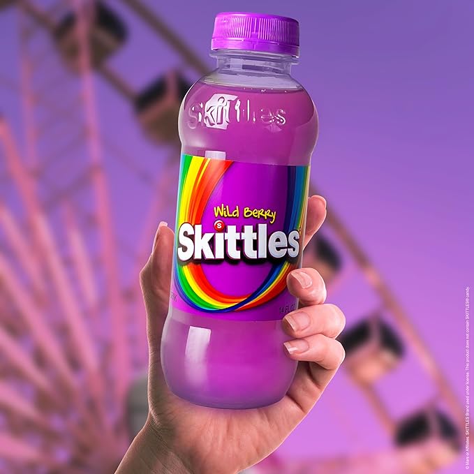 SKITTLES™ Candy Flavored Drink - Wild Berry Flavor | Bulk Candy Drinks with Fruity Flavors | 12 Fl oz. Bottles Pack of 12