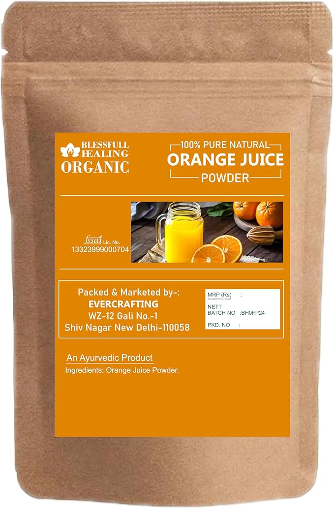 Blessfull Healing Organic Orange Juice Powder 100% Pure Natural 200 Gram / 7.05 oz