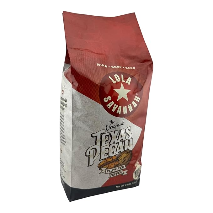 Lola Savannah Texas Pecan Whole Bean Decaf Coffee 2lb 1 Pack