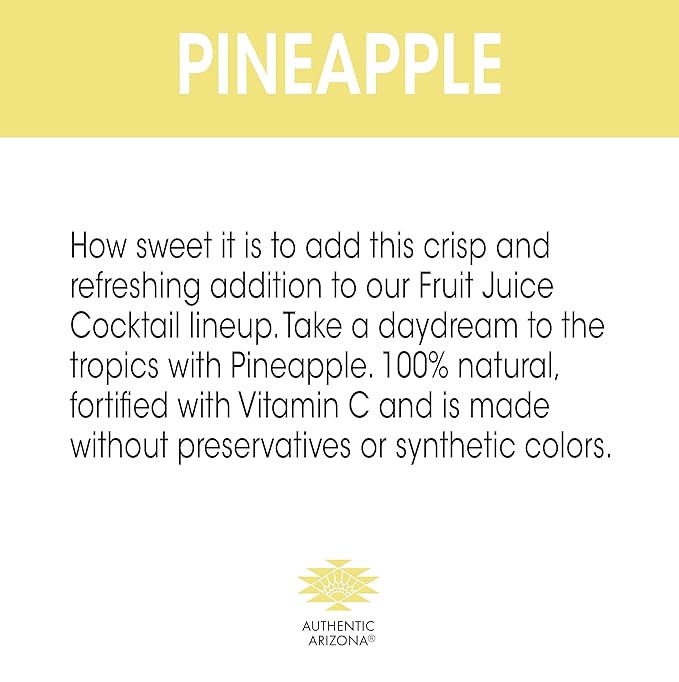 AriZona Pineapple Fruit Juice Cocktail 20 Fl Oz (Pack of 12)