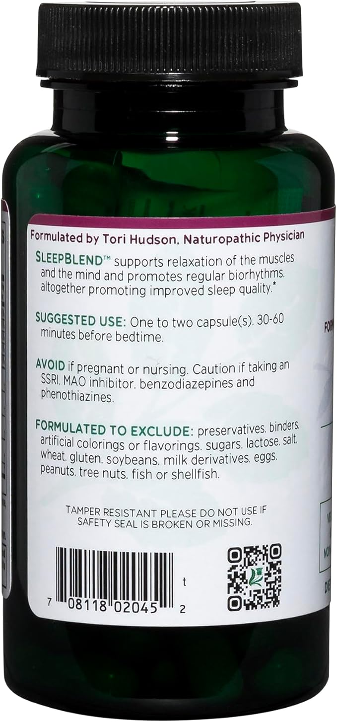 Vitanica Sleepblend Non Habit Forming Sleep Support Supplement with Melatonin Valerian Root Passionflower and Hops Vegan 60 Capsules