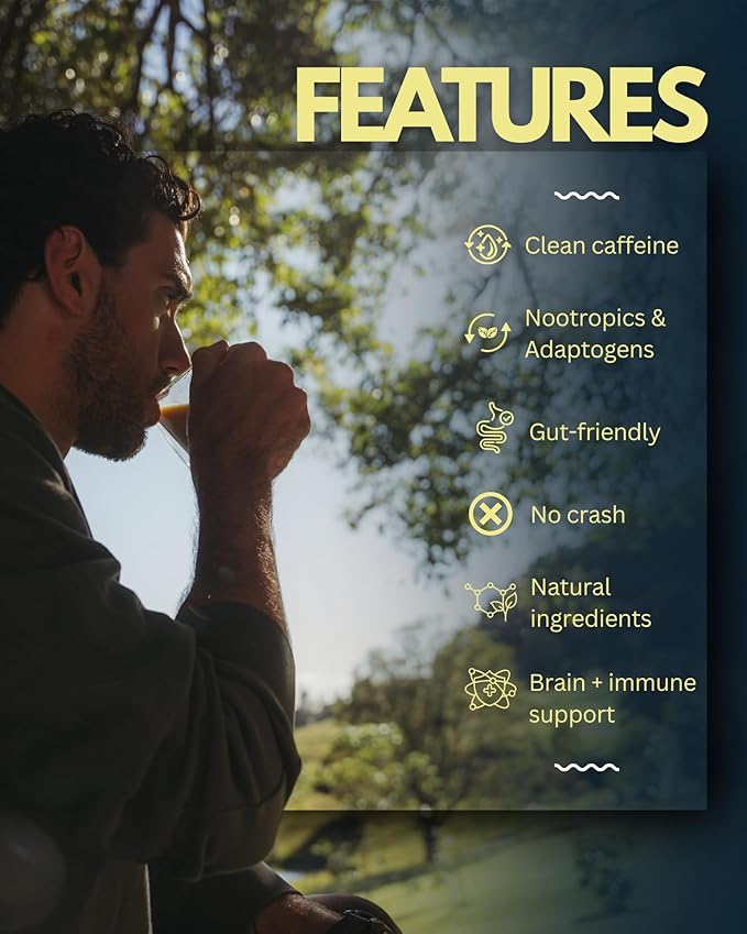 Healthy Rituals Mushroom Coffee SuperBlend Powder with Lion’s Mane MCT Oil L-Theanine Turmeric Prebiotic Fiber &amp L-Carnitine Naturally Sweet Rich &amp Smooth Premium Arabica Instant Coffee