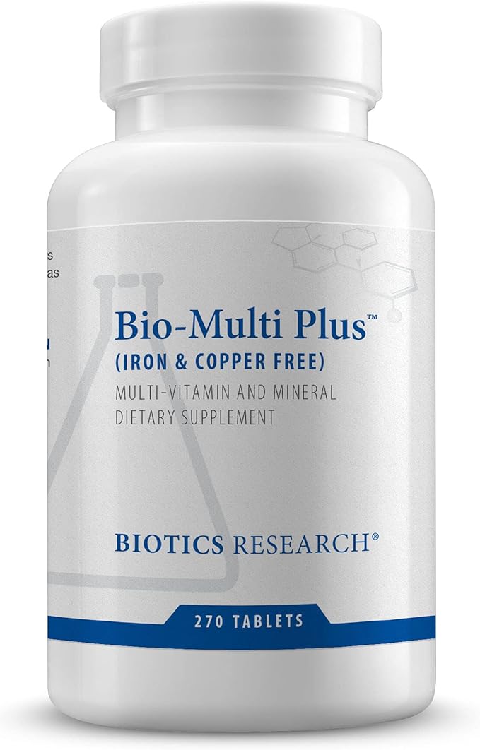 Biotics Research Bio Multi Plus Iron and Copper Free Multivitamin Chelated Minerals Emulsified Fat Soluble Vitamins Iron Free Copper Free High antioxidants SOD Catalase 270 Count
