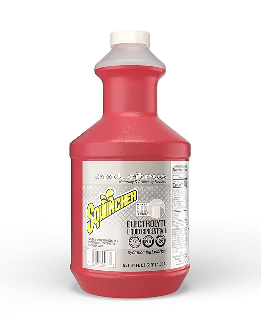 Sqwincher Liquid Concentrate | Cool Citrus Flavored | Low Calorie | Low Sodium | Electrolyte Replenishment Hydration Drink Mix | Makes 5 Gallons of Bevrage | 64 oz (Pack of 6)