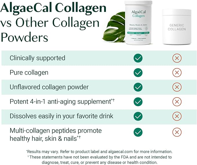 ALGAECAL Calcium Vitamin D3 &amp Collagen Bundle – Hydrolyzed Collagen with Clinically-Supported Verisol Fortibone &amp Fortigel Plus Calcium Vitamin ADEK &amp Trace Minerals for Bone Health &