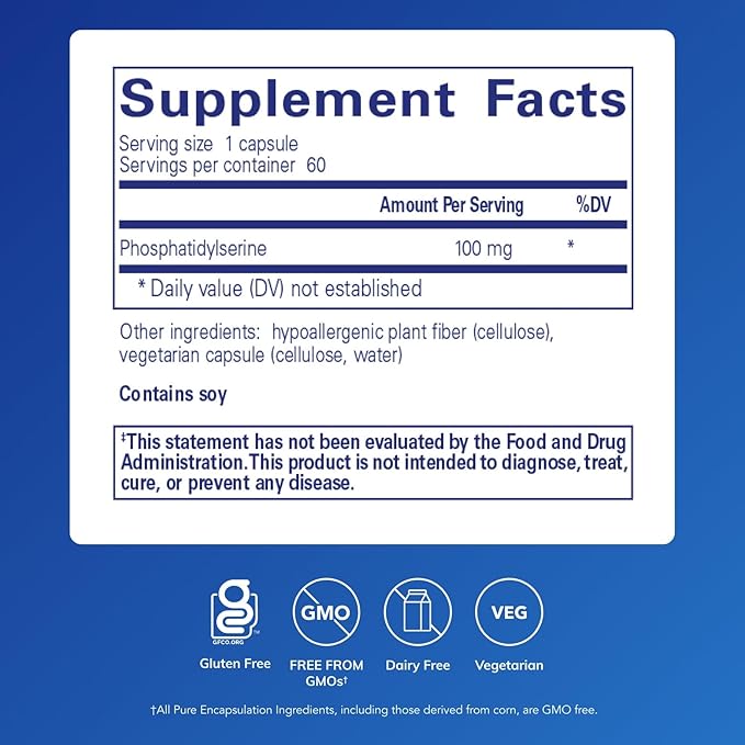 Pure Encapsulations PS 100 | Phosphatidylserine Amino Acid Supplement for Brain and Memory* | 60 Capsules