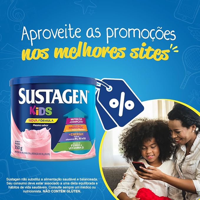 Food Supplement Sustagen Kids Strawberry Tin 380g 13.4 Ounce (Pack of 1) (Modelo Padrão)