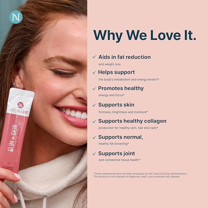 NeoraFit - Slim + Skin Collagen Powder with Marine Collagen Hyaluronic Acid &amp MCTs Supports Skin Hydration Hair &amp Nail Appearance Focus &amp Wellness - 30 Packets