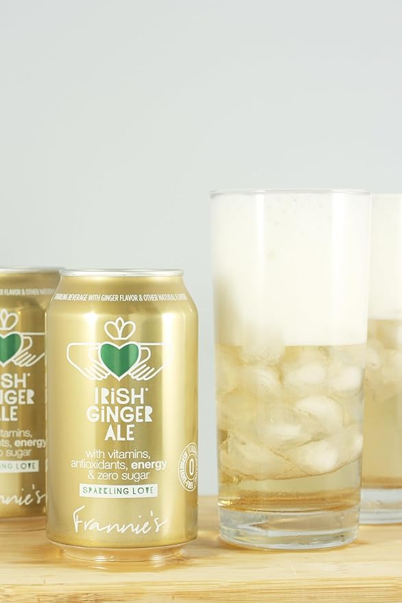 KauffmanTreats Frannie Sparkling Beverage- Zero Calories &amp Sugar Aspertame Free: 8-Ct 12 Oz. Cans (Irish Ginger Ale)