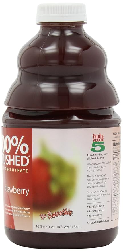 Dr. Smoothie 100% Crushed Fruit Smoothie Strawberry 46-Ounce Bottles (Pack of 2)