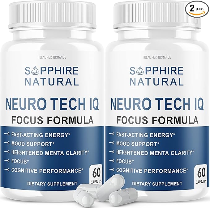 (2 Pack) Neuro Tech IQ Brain Supplement Neurotech Iq Focus Formula Pills (120 Capsules)