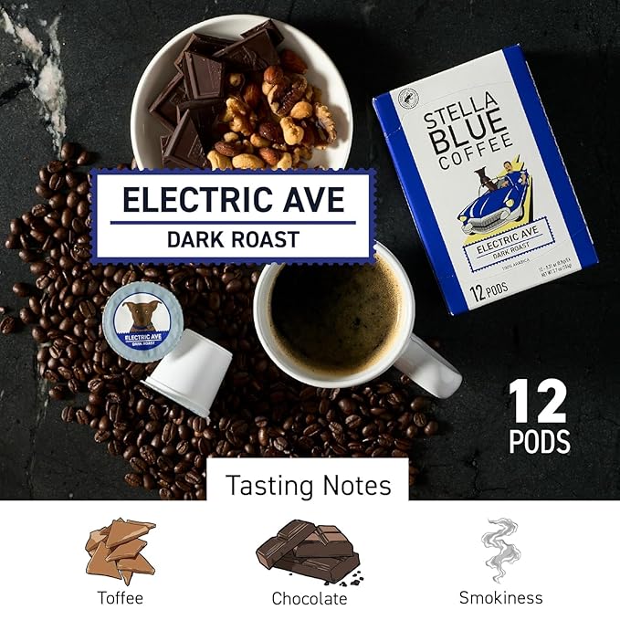 Stella Blue Coffee Pod Variety Pack Positive Vibes Light Roast And Electric Avenue Dark Roast 100% Arabica Coffee Vanilla Fruity And Chocolate Notes 24 Recyclable K Cup Pods Each Bundle