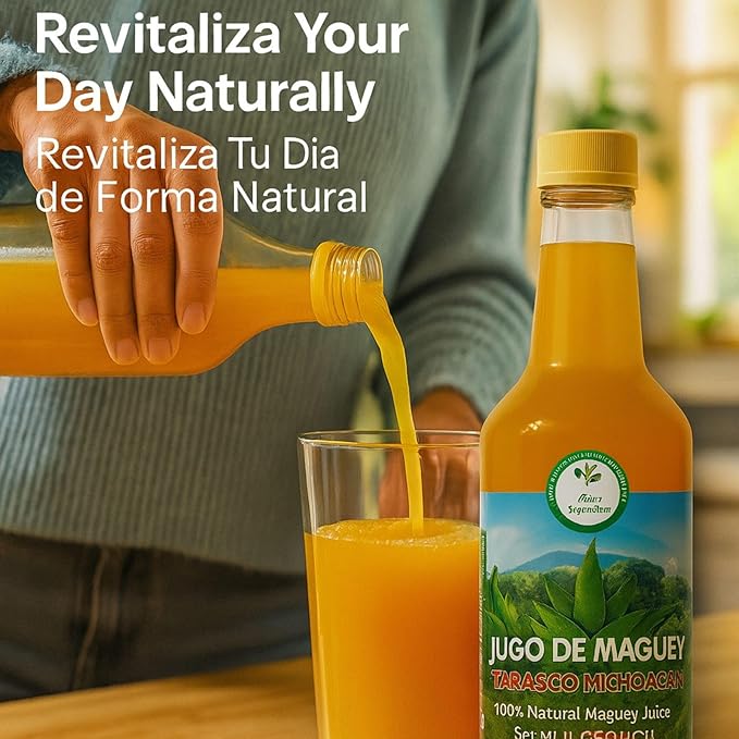 Maguey Juice – 1000 ml (1 L) – Pure Agave Jugo Maguey – Vegan 100% Artisanal Non-GMO – Natural Digestive Support – Rich in Vitamins B2 B3 &amp C Iron Calcium Magnesium &amp Zinc – Hecho en Méx