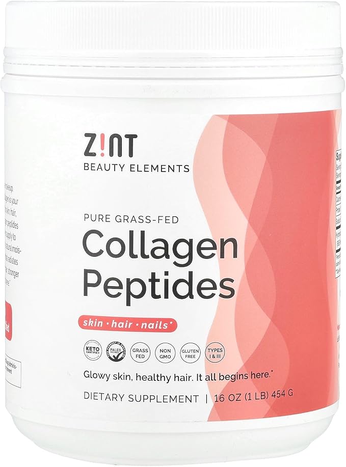Zint Collagen Peptides Powder (16 Ounce): Anti Aging Hydrolyzed Collagen Protein Powder Beauty Supplement - Skin Hair Nails