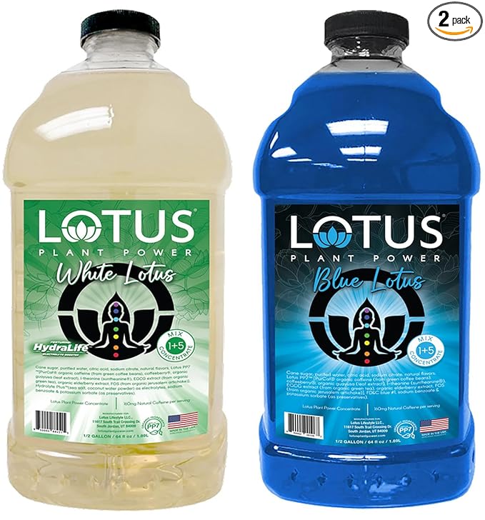 Lotus Energy Drink Concentrate 64 fl oz (White &amp Blue) Pack of 2